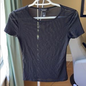 Black mesh top